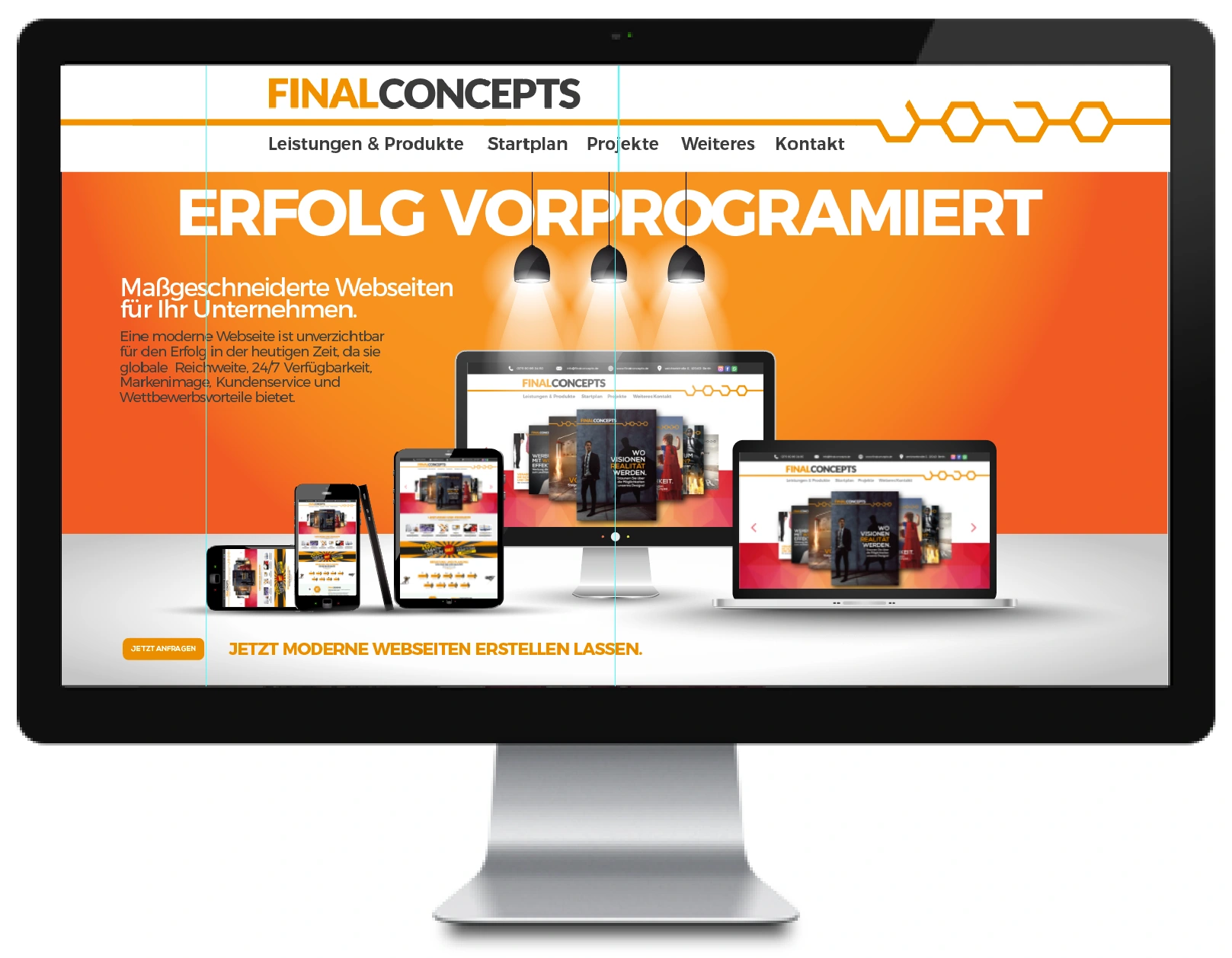 Final Concepts Webdesign auf einem Desktop-Monitor